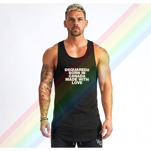 DSQ2 Born In Canada Made With Love White Logo Comfortable Bodybuilding Tank Tops For Men Summer Gym Clothing Customized Vest