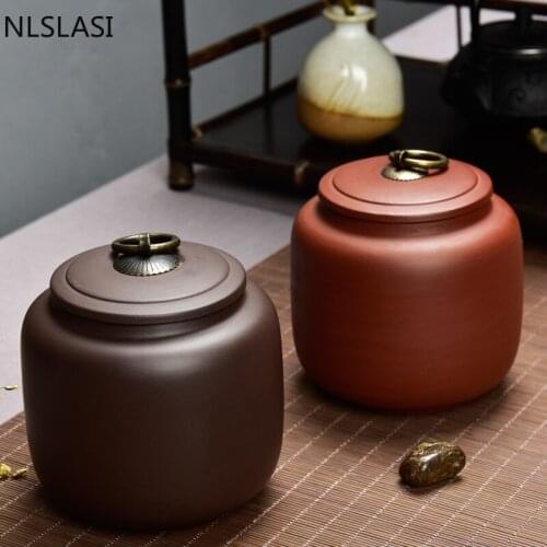 Purple sand tea storage tank with lid sealed moisture-proof black tea tea storage tank tea accessories home decorations WSHYUFEI