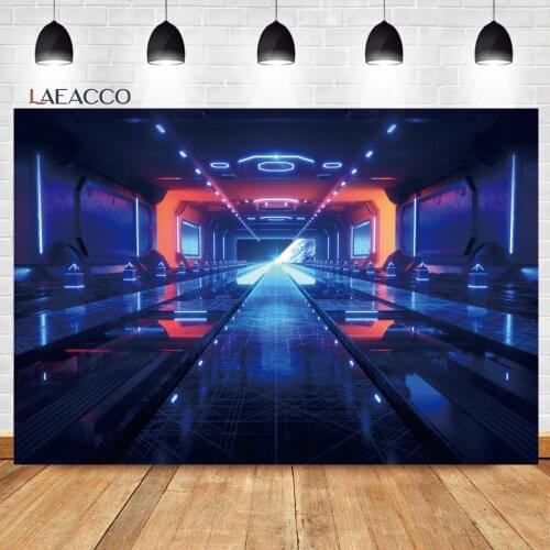 Laeacco Birthday Backdrops Universe Space Capsule Station Spaceship Astronaut Baby Shower Customized Photography Backgrounds