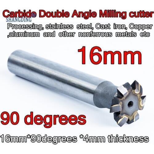 16mm*90degrees 4mm thickness Carbide Double Angle Milling cutter Processing,stainless steel, Cast iron ,Copper,aluminum, etc