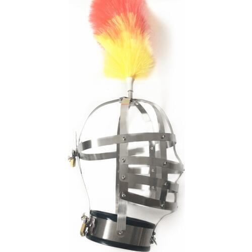 Black emperor stainless steel headgear, neck sleeve, SM fun toys for men and women, torture tools, customizable size