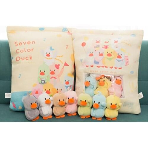 JOYLIVE Duckie Case Plushie Mini Dolls Pudding Plush Toys Zippered Bag Plush Pillow Kids Comforting Birthday Gift