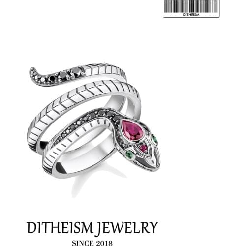 Ring Snake 925 Sterling Silver Black Stones 2021 New Fine Jewerly For Women Pure Seduction Gift Vintage Europe Style Bijoux