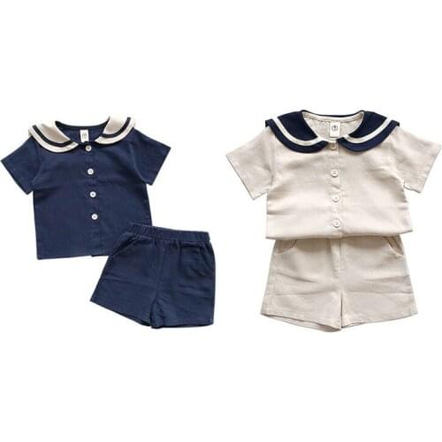 Baby Clothes Sets Summer Baby Boys Girls Clothes short Sleeve T-Shirt+Shorts 2Pcs Children Clothes Suits Naval Style 1-10t