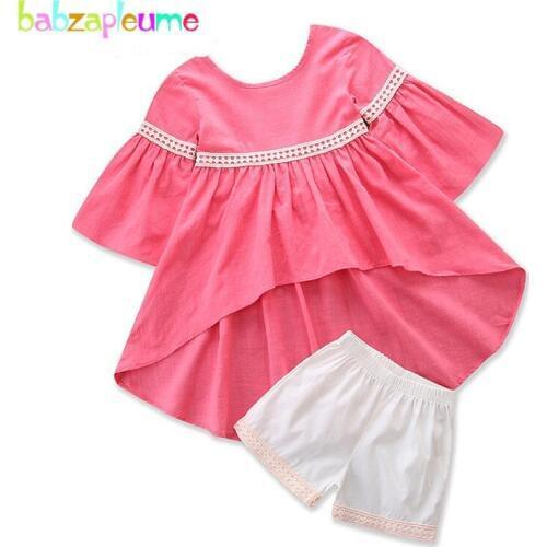 Baby Summer Clothes Girls Outfits Fashion Pink Top T-shirt+Shorts 2018 New Boutique Kids Two Piece Children Clothing Sets BC1665