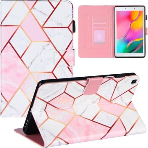 Marble Stitching Pattern Tablet Case for Samsung Galaxy Tab A 8.0 2019 SM-T290 T295 PU leather Protective Cover Funda+Film+pen