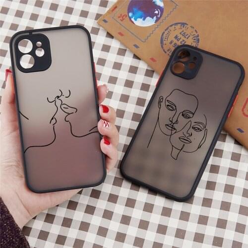 Soft Bumper Phone Case for IPhone X 11 12 Mini Pro XS MAX 8 7 6 6S Plus SE 2020 XR Abstract Line Art Cover Coque for Iphone 12