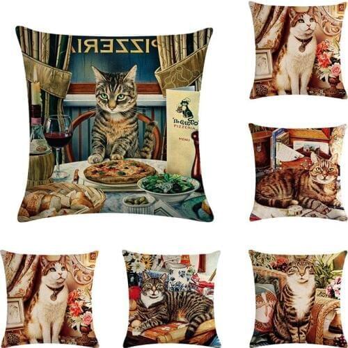 Super Cute Persian Cat Series Flax Pillow Cover and Cushion Cover Home Decor