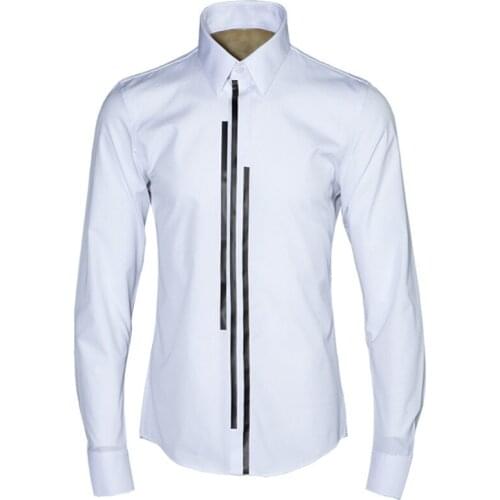 New brand long-sleeved fashion white shirts men solid casual mens shirt spring clothing cotton shirt male tops camisa chemise
