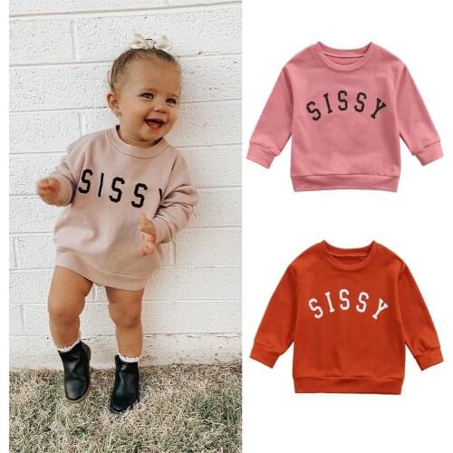 1-6Y Fashion Children Girls Casual Sweatshirts Autumn Kids Girls Solid Letter Print Pullovers Long Sleeve Hoodies Tops 3 Colors