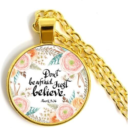Mark 5:36 Don't be afraid; just believe. Bible Verses Nursery Verse Necklace Fashion Jewelry Religion Pendant Christian