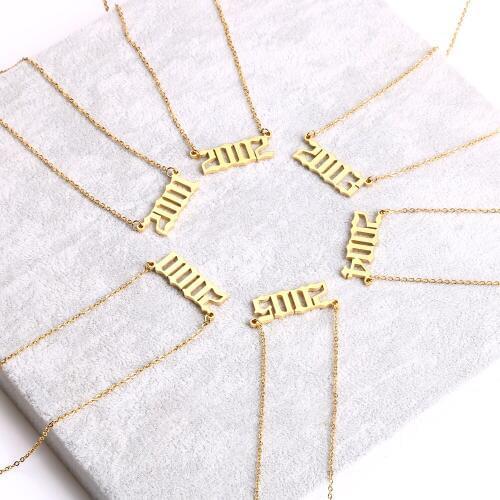 Birthday Year Necklace Number Pendant Necklace Custom Personalized Old English Jewelry 1990/1991/1992/1993/1994/1995/1996/1997