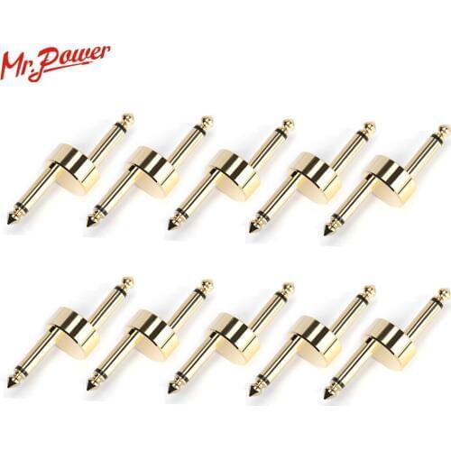10pcs Guitar Effect Pedals Connector Adapter 1/4 in 6.35mm Z Type Audio Coupler Crank Plug Solder Effect Pedal Board Accessories