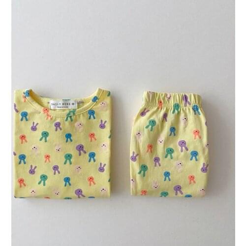 7696 Children Clothing Set Girls 2 Pieces Suit Home Clothes Spring Summer 2021 Cotton Skin Friendly Home Suit Boy Pajamas Set