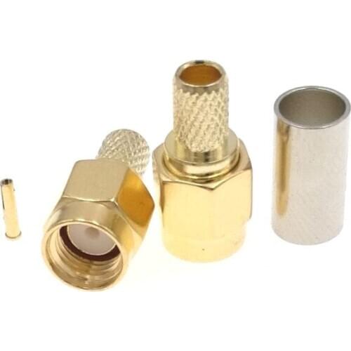 RP-SMA Male RF Connector For RG58 LMR195 RG400 RG412 Cable