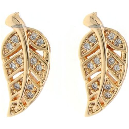 Gold Leaf Stud Earrings Women Gifts Girls Earings Oorbellen Orecchini Donna Aretes Mujer Brincos Ouro Indian Jewelry Kupe E2901