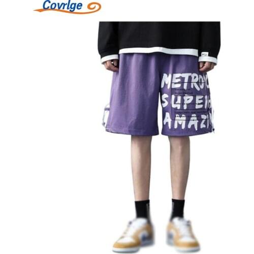 Covrlge Mens Shorts Summer Straight Loose Trend Mid-waist Letter Printed Five Points Casual Sport Comfortable Shorts MKD084