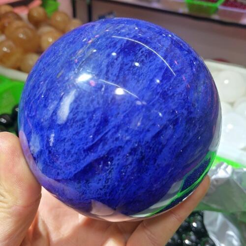 9cm Blue smelting crystal ball natural feng shui magic healing crystal ball, gem + bracket