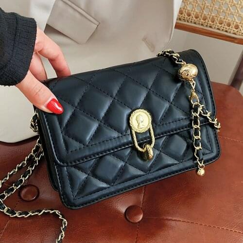 Quilted Chain Womens Bag 2021 Diamond Small Crossbody Bags Female Diamond Lattice Handbags Luxury Pu Leather Shoulder Bags Sac