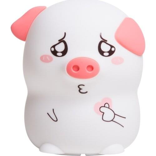 LED Night Light for Kids Cute USB Rechargeable Nursery Pig Lamp Portabel Pat Animal Silicone Baby Night Light with Touch Sensor