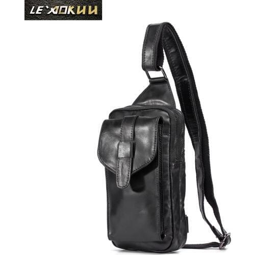 Top Quality Mens Genuine Real Leather Travel Backpack Belt Waist Chest Pack Bag Sling Crossbody Bag Daypack XB571-b