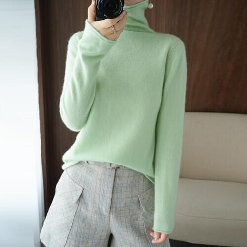 Adishree 2020 woman winter 100% Cashmere sweaters autumn knitted Pullovers High Quality Warm Female thickening Turtleneck