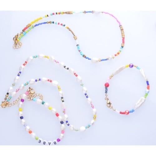 Colares feminino MULTICOLORED BEADS women necklace neckless VENETIAN CHOKER FRESH WATER BAROQUE PEARLS bijoux bohemian necklace