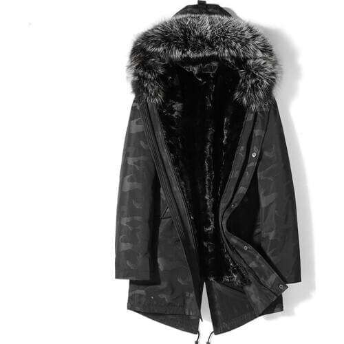 Winter Jacket Real Fox Fur Collar Hooded Coat Mink Fur Liner Jackets Parka Veste Homme Hiver Canada Style P-N2316 ZL862