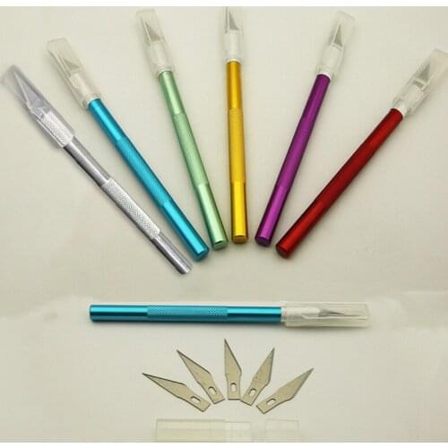 1PCS Knife +5Blades Carving Metal Sculpture Knife Tools Kit Non-Slip Blades Mobile Phone PCB DIY Repair Hand Tools Length 145MM