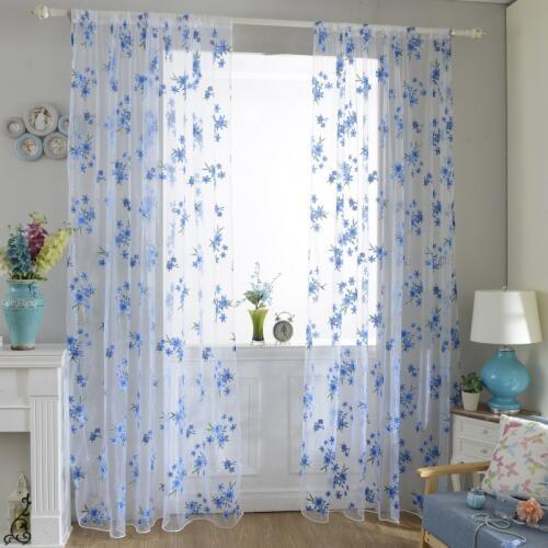 1x2M Sweet New Sheer Tap Top Curtain Window Living Room Drapes Floral Curtains Panel