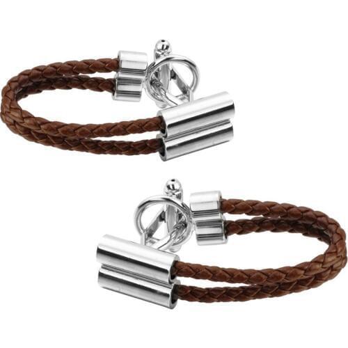 2 color PU Leather Rope Design Mens Cufflinks Gemelos Cufflinks For Mens French Shirt Cuff Link Para Camisas 3 pair pack sale