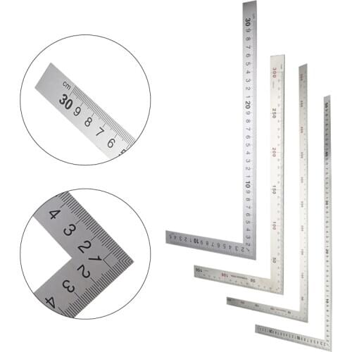 90 Degree Angle Ruler Stainless Steel L Shape Ruler Double Sided Ruler Measuring Tool Metal Straight for Office School Supplies