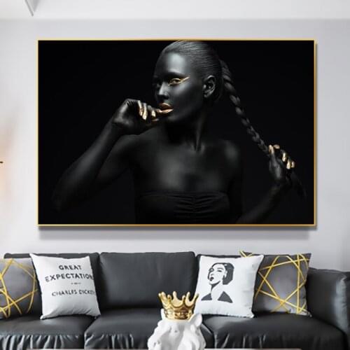 African Black Women Portrait Canvas Painting on The Wall Posters and Prints Black Girl Wall Art Picture for Living Room Decor