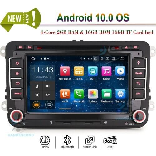 7"Android 10.0 Car Multimedia DVD Radio Bluetooth GPS WIFI DVR For VW Golf Polo Jetta Passat Scirocco T5 Transporter Golf Sharan