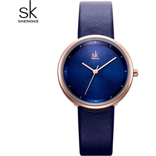 Shengke Fashion Gold Simple Dial Ladies Watch Japan Quartz Luxury Relogio Feminino Female Leather Wristwatches Bayan Kol Saati