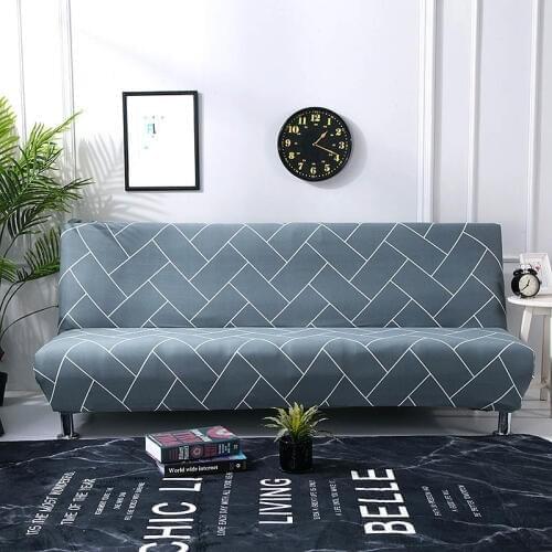 Stretch Gray Plaid Sofa Cover Stretch Furniture Covers Removable Sofa Covers For Living Room Armless Slipcover Sofa Bed Cover 1p