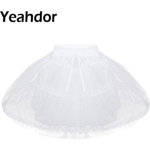 Flower Girls Petticoat A-line Hoopless 3 Layers Net Wedding Petticoats White Flower Girl Dress Underskirt Tutu Crinoline Slip
