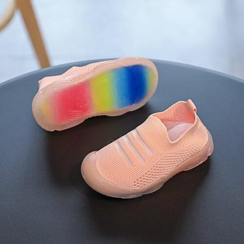 Kids Autumn Sneakers Mesh Tennis Sports Shoes For Boys Girls Lightweight Casual Breathable Elastic Knitted Single Socks Shoes