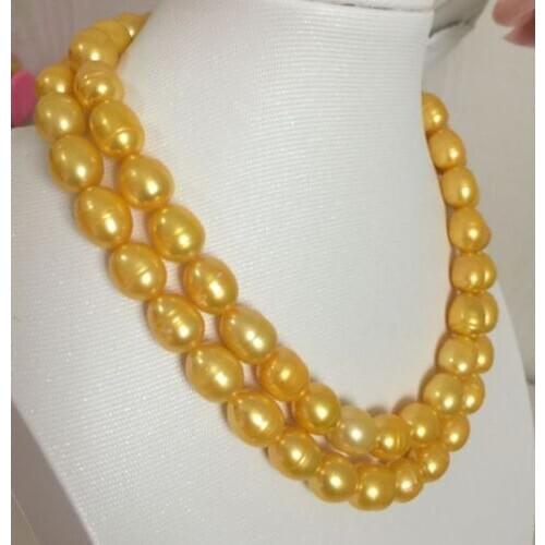 Elegant 12-13mm south sea gold baroque pearl neklace 18"19">free shipping