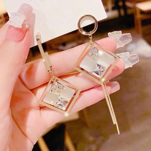 Geometric square opal pendant earrings circle asymmetrical exquisite tassels for ladies Elegant 2021 trend jewelry Earrings