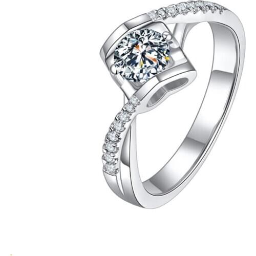 NYMPH 100% Real S925 Sterling Silver Moissanite Ring For Women Round Cut 1ct Lab Diamond Classic Wedding Fine Jewelry R533