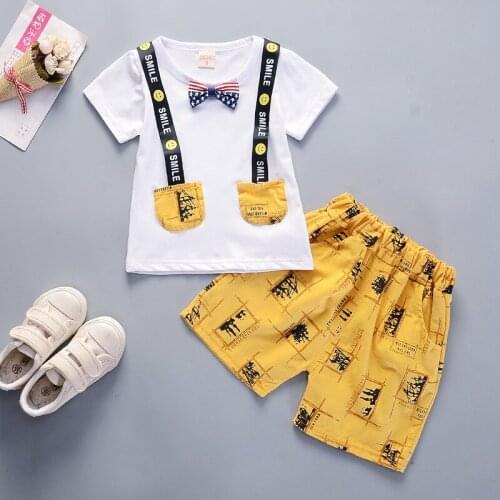 Baby boy clothes baby 0-4 years old boy summer short-sleeved shorts suit cotton letter printed clothing boy two-piece suit