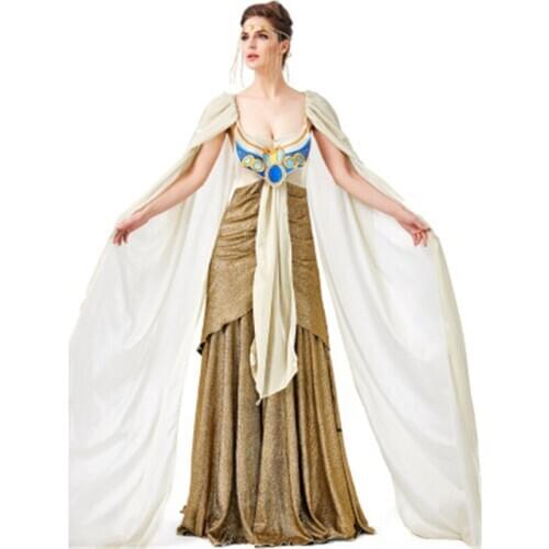 Women Girls Halloween Costumes Ancient Egypt Egyptian Pharaoh King Empress Cleopatra Queen Costume Cosplay Clothing Wig S M L