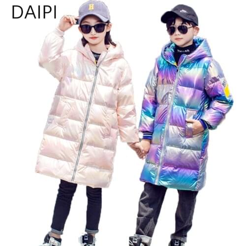 Fashion New Childrens Coat Long Hood Jacket for Boy Girl Coat Winter Street Style Clothes for Girls Childrens Jacket 4-15 Year