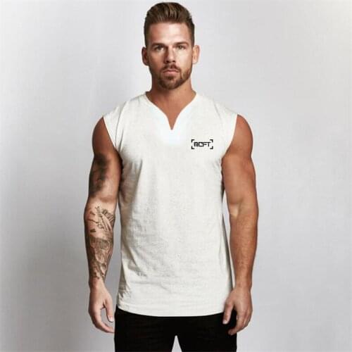 New Mens Casual Workout Tank Top Musculation Gym Clothing Training Bodybuilding Fitness Singlets Running Sleeveless V-Neck Vest