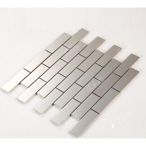 North europe style strip stainless steel metal mosaic tile for kitchen backsplash shower room DIY wall sticke