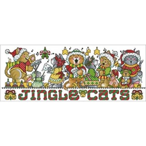 Cat chorus patterns counted 11CT 14CT 18CT DIY Cross Stitch Sets wholesale Cross-stitch Kits Embroidery Needlework