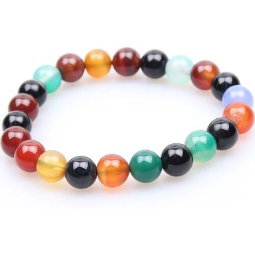 Natural Stone Colorful 7 Chakra Bracelets & Bangles Yoga Balance Beads Buddha Prayer Elastic agates Bracelet Party 6mm 8mm 10mm