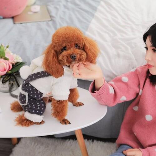 Small Dog Clothes Warm Pet Puppy Clothing For Fall And Winter Season Four Legs Thick Jumpsuits Dogs