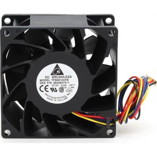 For delta TFB0812UHE -5H2L DC12V 2.34A 80x80x38mm Server Square inverter axial cooling fans